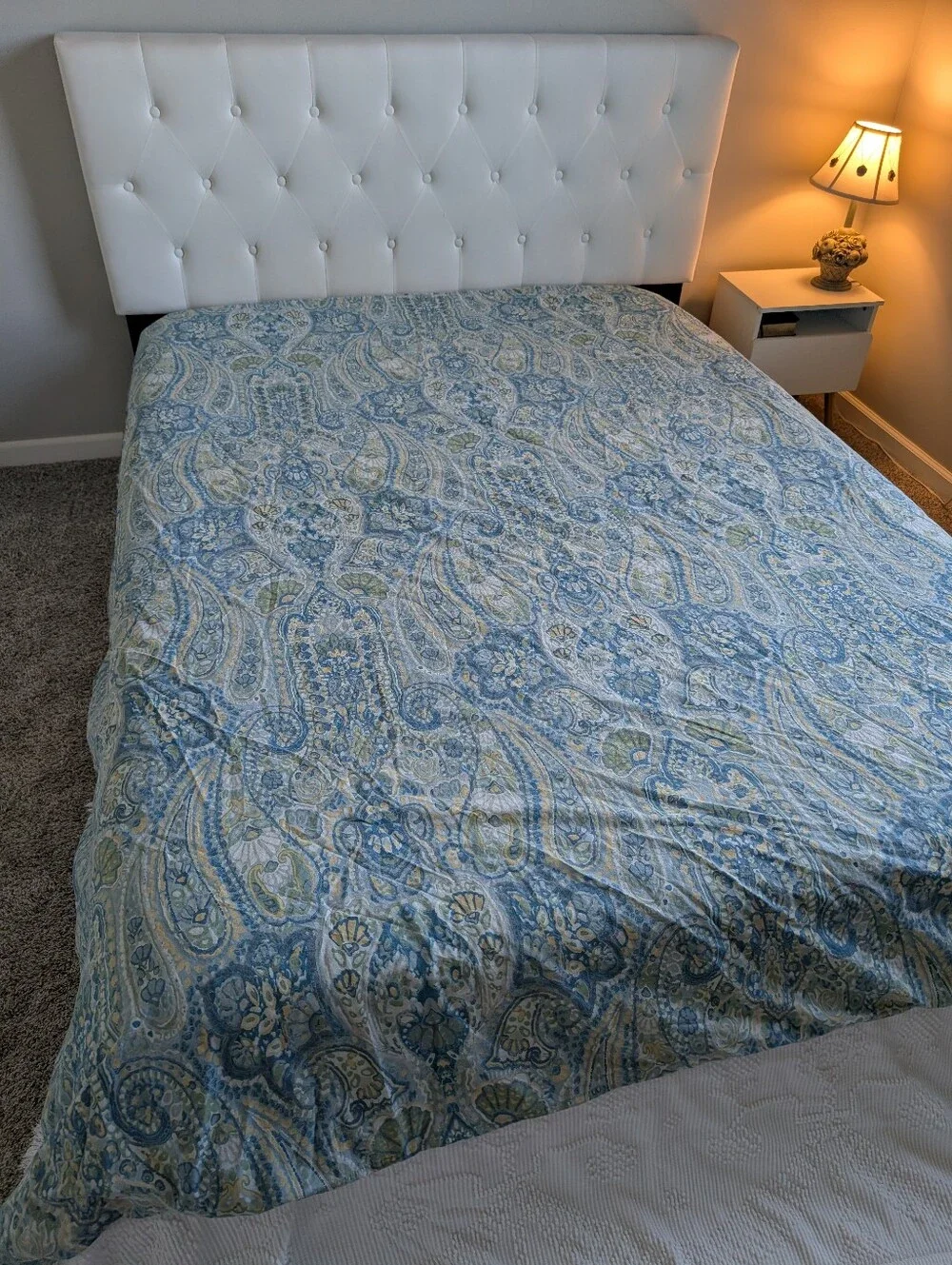 Pottery Barn Blue Green Paisley Cotton Full/Queen Duvet Cover 2012 Cooling